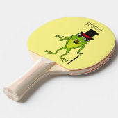 Grappig kikker met bovenste hoed cartoon tafeltennisbatje (Voorkant Gekanteld)