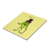 Grappig kikker met bovenste hoed cartoon tegeltje (Zijkant)