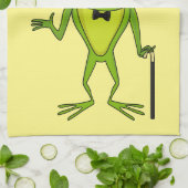 Grappig kikker met bovenste hoed cartoon theedoek (Gevouwen)