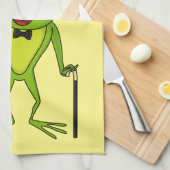 Grappig kikker met bovenste hoed cartoon theedoek (Quarter Fold)