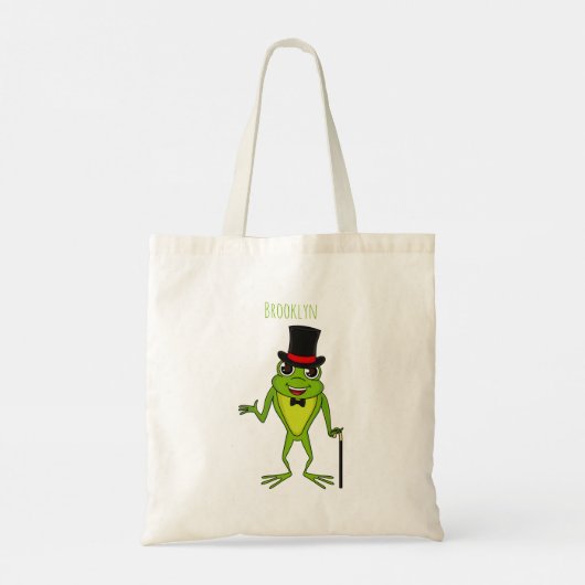 Grappig kikker met bovenste hoed cartoon tote bag (Achterkant)