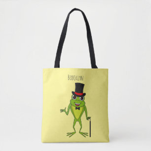 Grappig kikker met bovenste hoed cartoon tote bag
