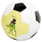 Grappig kikker met bovenste hoed cartoon voetbal (Drie kwart)