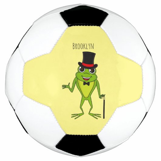 Grappig kikker met bovenste hoed cartoon voetbal (Voorkant)
