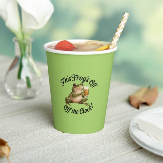 Grappig Kikker Retirement Party Green Design Papieren Bekers (Insitu)