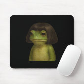 Grappig kikkermeisje Bob Hair Meme Art Muismat (Met muis)