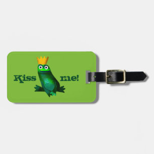 Grappig kikkerprins "Kus me!" Bagagelabel