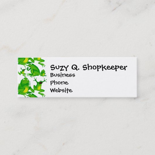 Grappig kikkervisje, angry Mad nieuwsgierige gekwe Mini Visitekaartje (Voorkant)