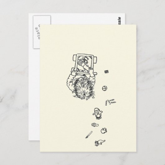 Grappig Kind dat een Mess Lijn Tekening van Bovena Briefkaart (Voorkant / Achterkant)