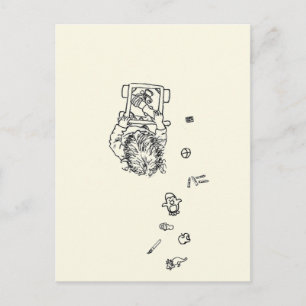 Grappig Kind dat een Mess Lijn Tekening van Bovena Briefkaart