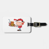 Grappig Kind Fastfood Lover Burger, Friet en Drink Bagagelabel (Voorkant horizontaal)