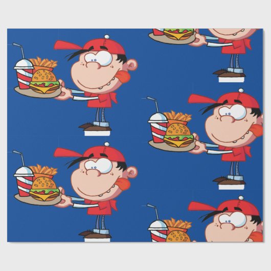 Grappig Kind Fastfood Lover Burger, Friet en Drink Cadeaupapier (Vlak)
