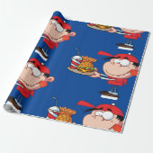 Grappig Kind Fastfood Lover Burger, Friet en Drink Cadeaupapier (Uitgerold)