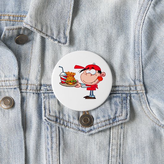 Grappig Kind Fastfood Lover Burger, Friet en Drink Ronde Button 7,6 Cm