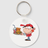 Grappig Kind Fastfood Lover Burger, Friet en Drink Sleutelhanger (Voorkant)