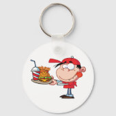 Grappig Kind Fastfood Lover Burger, Friet en Drink Sleutelhanger (Achterkant)