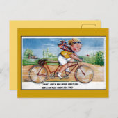 Grappig kind op een tandem vintage briefkaart (Voorkant / Achterkant)