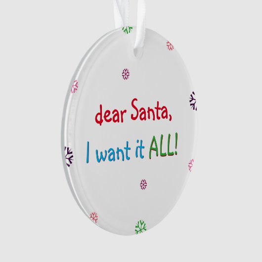 Grappig Kinder kerstfeest dat ik wil Ornament (voorkant)