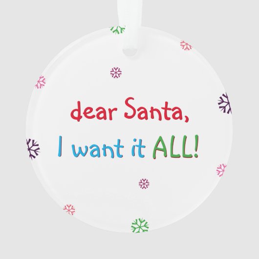 Grappig Kinder kerstfeest dat ik wil Ornament (achterkant)