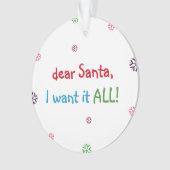 Grappig Kinder kerstfeest dat ik wil Ornament (voorkant)