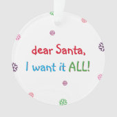 Grappig Kinder kerstfeest dat ik wil Ornament (voorkant)