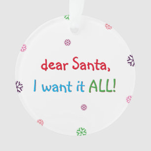 Grappig Kinder kerstfeest dat ik wil Ornament