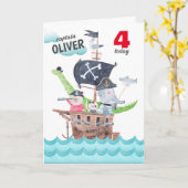 Grappig Kinder Pirate Animals Verjaardagsgroet Kaart (Gele Bloem)