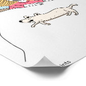 Grappig kinder poster meisje en hond samen in bed (Hoek)