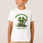 Grappig kinder t shirt groen is schoon (Voorkant)
