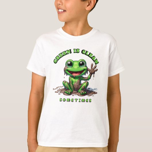 Grappig kinder t shirt groen is schoon (Voorkant)