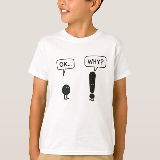 Grappig Kinder T-Shirt – “OK… WAAROM?” Minimalisti (Voorkant)