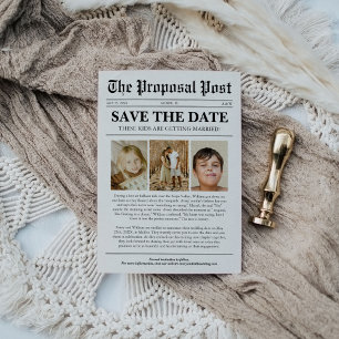 Grappig Kinder trouwkrant Save the Date Kaart