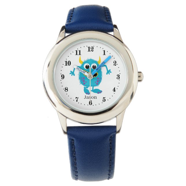grappig kinder unisex monster horloge (Voorkant)