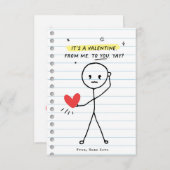 Grappig Kinder Valentijnsdag Stick Figuur Humor ka Kaart (Voorkant / Achterkant)