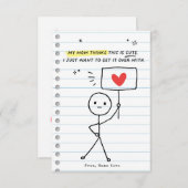 Grappig Kinder Valentijnsdag Stick Figuur Humor ka Kaart (Voorkant / Achterkant)