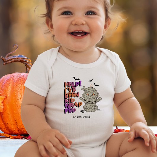 Grappig Kindgewikkeld Mummie Baby Oranje ID683 Romper