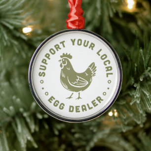 Grappig kip cottagecore boerderij esthetisch groen metalen ornament
