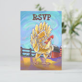 Grappig Kip Feestcentrum RSVP Kaartje (Staand voorkant)