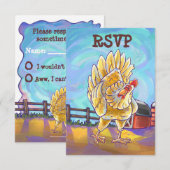 Grappig Kip Feestcentrum RSVP Kaartje (Voorkant / Achterkant)
