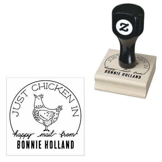 Grappig Kip Happy Mail Naam Stamp Rubberstempel (Gestempeld)