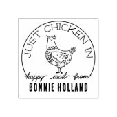 Grappig Kip Happy Mail Naam Stamp Rubberstempel (Afrduk)