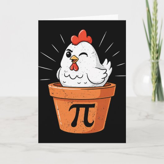 Grappig Kip Pot Pi Shirt Dag Taart Wiskunde Liefhe Kaart (Voorkant)
