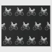 Grappig Kip Rijden Fietser Leuke Dier Liefde Cadeaupapier (Vlak)