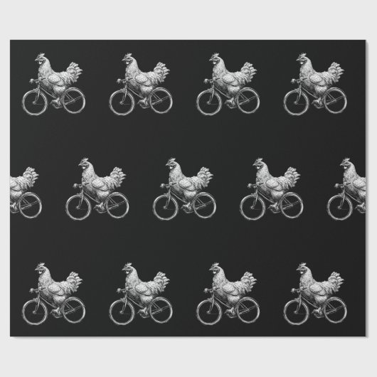 Grappig Kip Rijden Fietser Leuke Dier Liefde Cadeaupapier (Vlak)