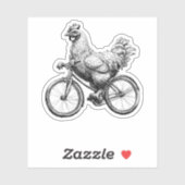 Grappig Kip Rijden Fietser Leuke Dier Liefde Sticker (Vel)