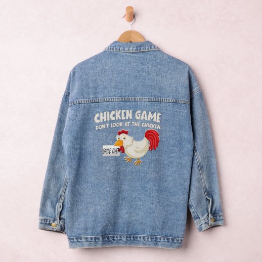 Grappig Kip Spel Kijk Niet Denim Jas Denim Jacket (Hangar)