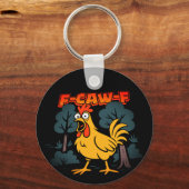 Grappig Kip T-Shirt – F-Caw-F Comic Stijl Kunst Sleutelhanger (Voorkant)