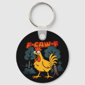 Grappig Kip T-Shirt – F-Caw-F Comic Stijl Kunst Sleutelhanger (Achterkant)