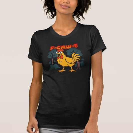 Grappig Kip T-Shirt – F-Caw-F Strips Stijl Kunst (Voorkant)