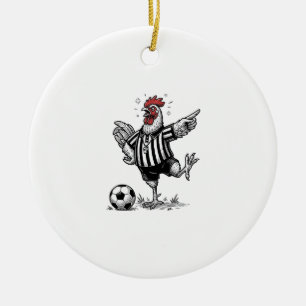 Grappig Kip Voetbal Vintage Gravure Shirt_1 Keramisch Ornament